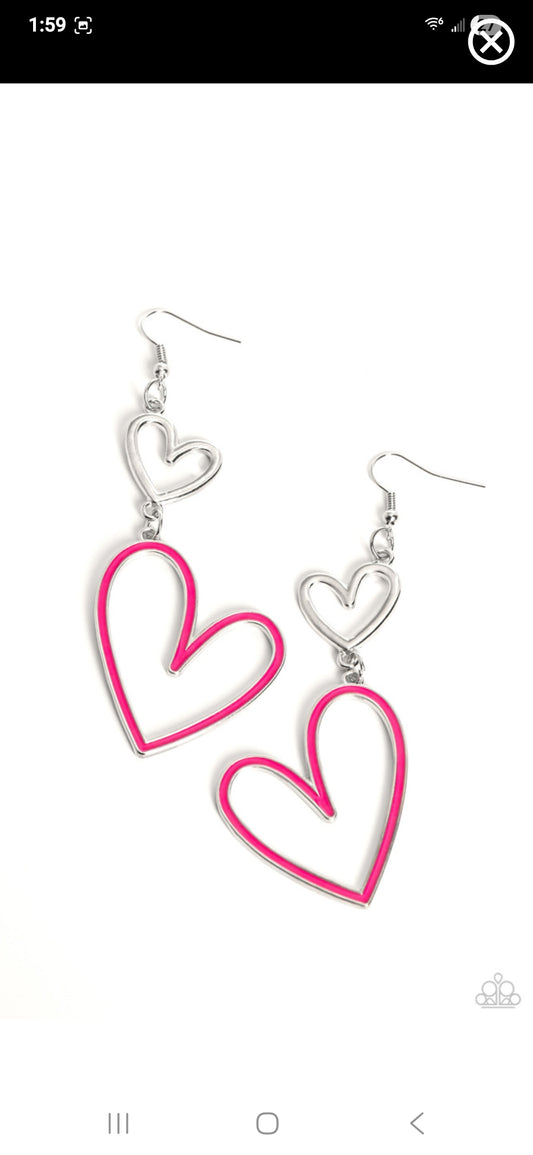 Pink heart earrings