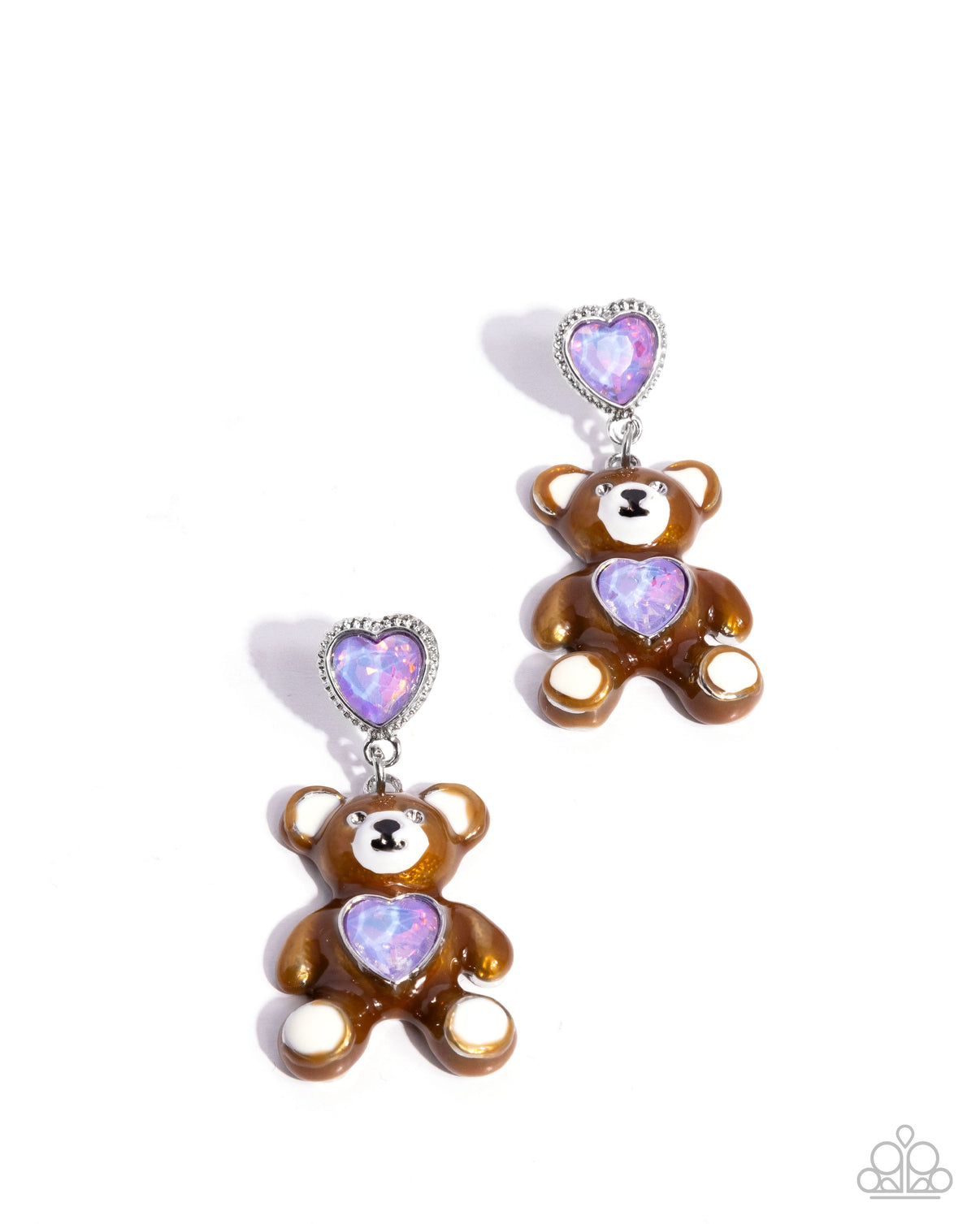Traditional teddy purple earrings