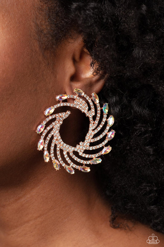 Copper fanfare earrings